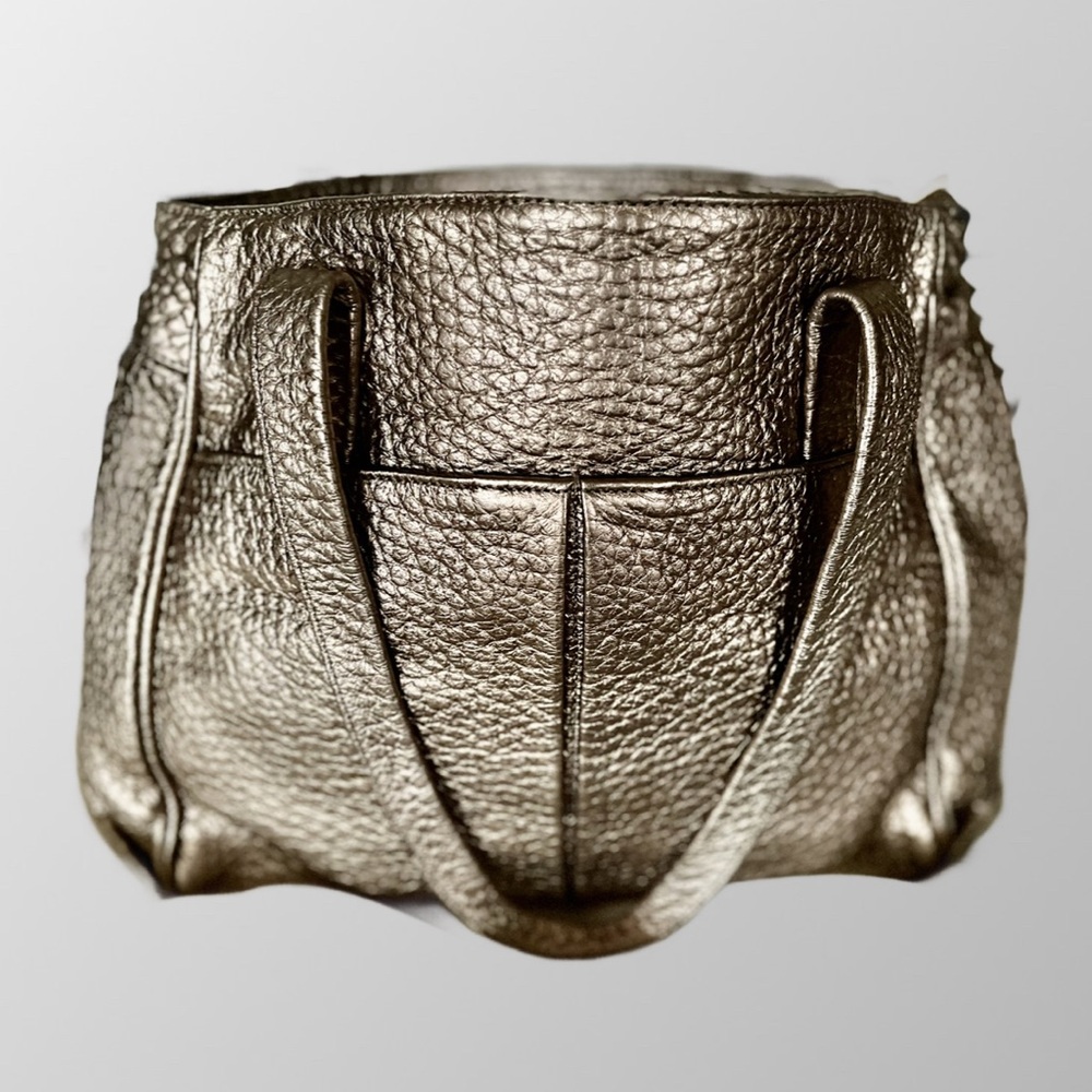 Marco Massaccesi Metallic Pebbled Leather Tote - Made in Italy Luxury Bag-RARE